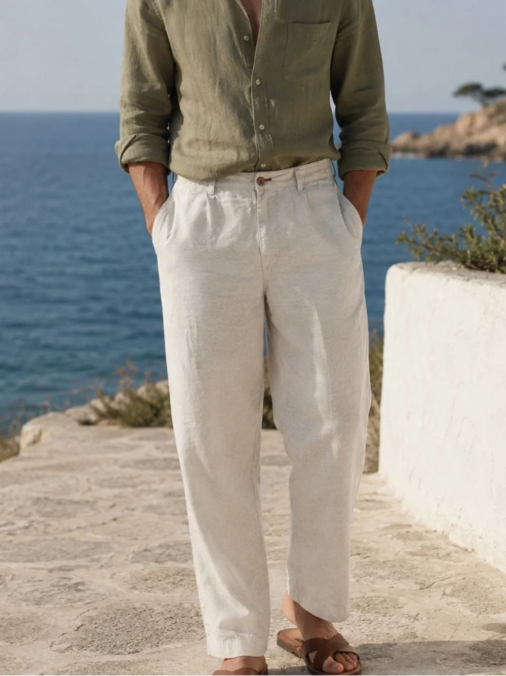 Tommy Bahama Relax 100% Linen Pants Wide Leg Coastal Breathable Luxury Chinos